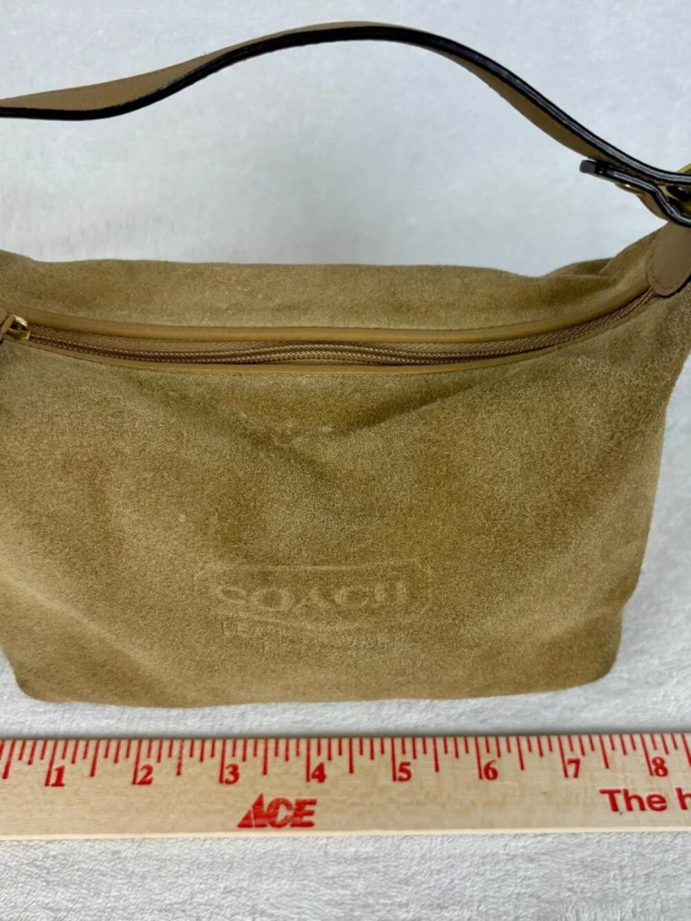 Coach Vintage Y2K Hampton Suede Demi Hobo Bag in Brown with Charm